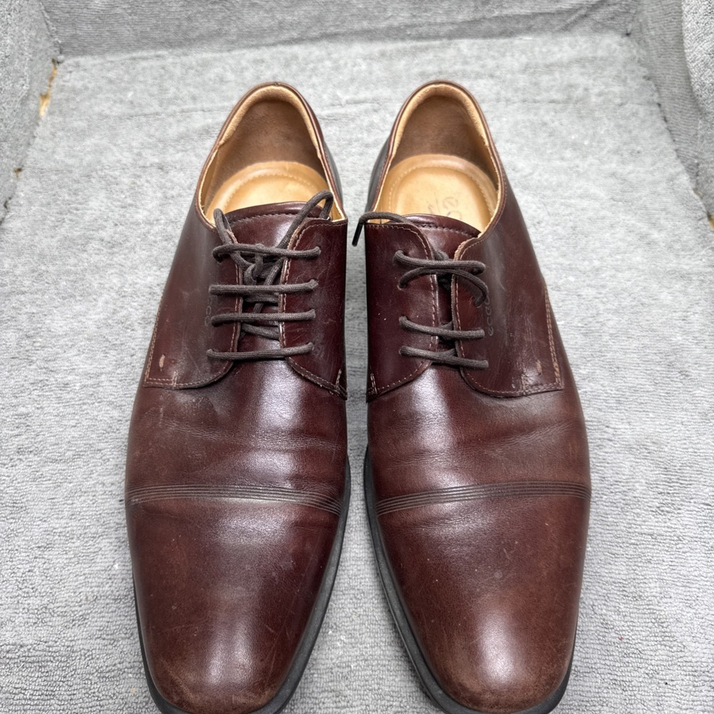 Ecco Dress London Derby Oxford Mens‎ 12.5 (46) Brown Leather shoes Extra Wide